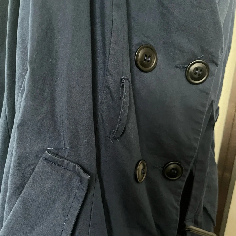 Square Neckline Midi Trench Dress with belt, Size Medium